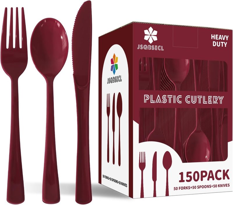 Heavy duty plastic cutlery set, 150 pack